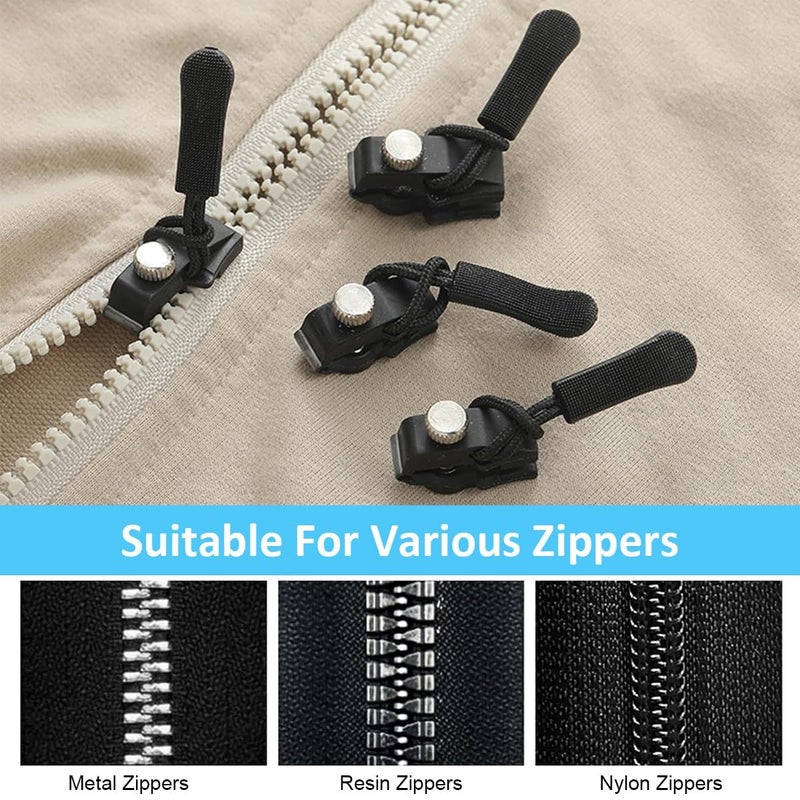 COLBEX Instant Zipper Repair Kit, Universal Zipper Slider Replacement, Adjustable Zipper Fixer Zipper Pull for Luggage Backpack Wallets Suitcases Tents Jackets Skirts Jeans.Universal Screw Fix Removable Zippers for Bags. - Image 4
