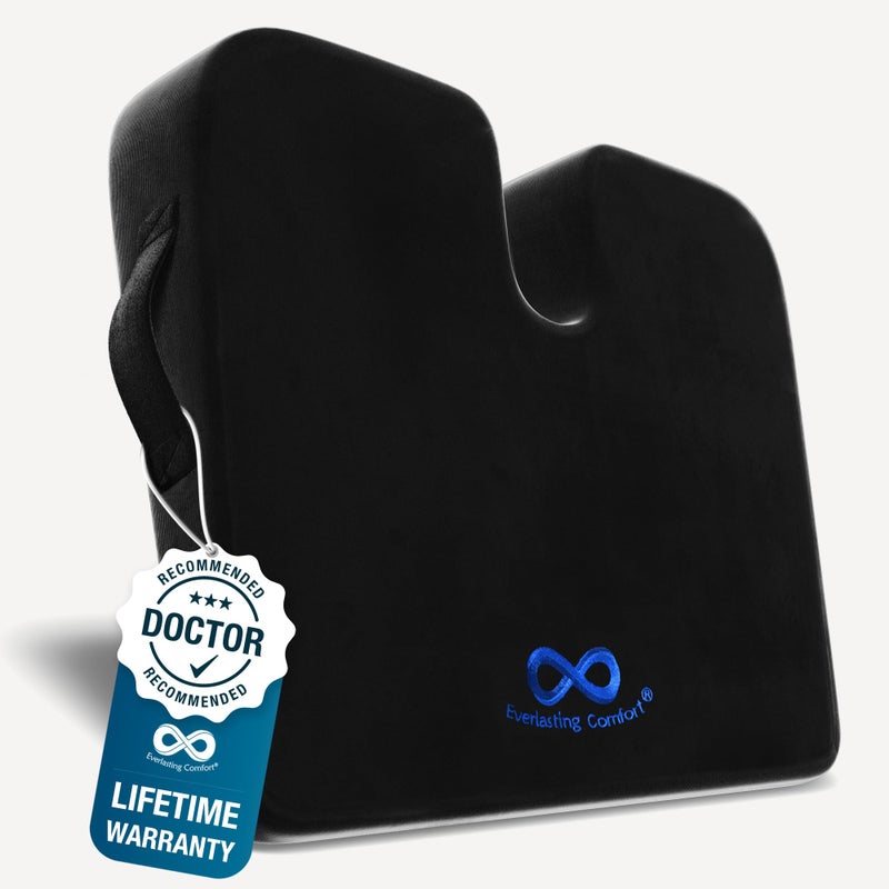 Everlasting Comfort Memory Foam Car Seat Cushion for Long Driving  Back Pain Sciatica Tailbone Pain Relief  Adult Booster Wedge Seat Cushions for Car Truck Seats  NonSlip Washable Cover