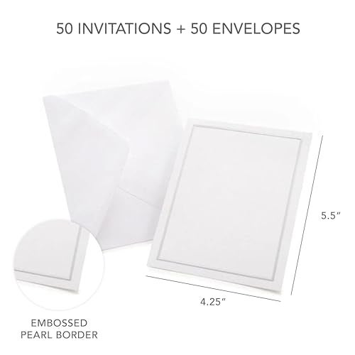 Gartner Studios Silver Foil Border All Purpose Cards with Envelopes, Blank Invitation Cards, White and Platinum Cards, 4.25" by 5.5", 50 Count (60024) - Image 3