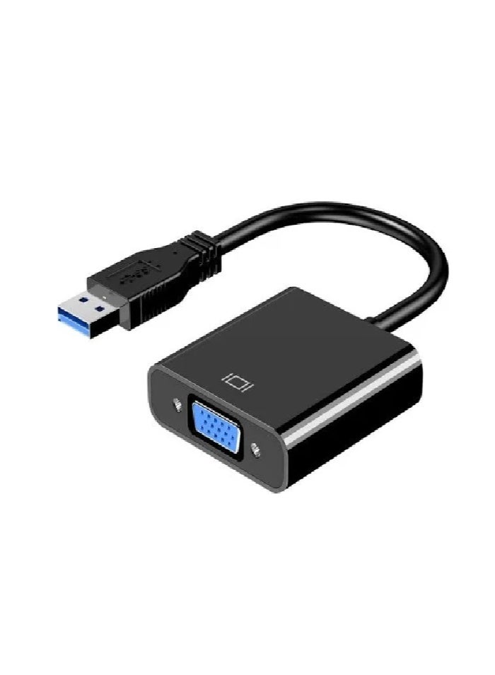 FUJISHKA USB 3.0 to VGA Adapter – Compact Male to Female Converter with CD Driver for High-Resolution Displays, Monitors, Projectors, and TVs – Supports Windows 11/10/8.1/8/7 - Image 1