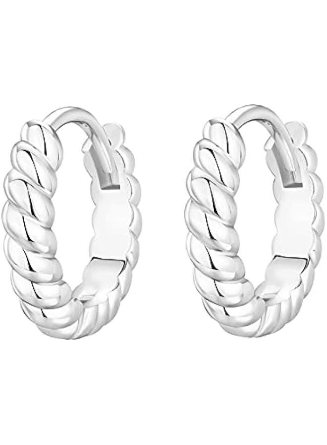 PAVOI 14K Gold Plated 925 Sterling Silver Post Twisted Huggie Earring | Women's Mini Hoop Earrings - Image 3