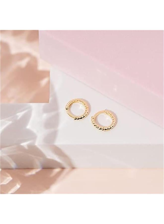 PAVOI 14K Gold Plated 925 Sterling Silver Post Twisted Huggie Earring | Women's Mini Hoop Earrings - Image 4