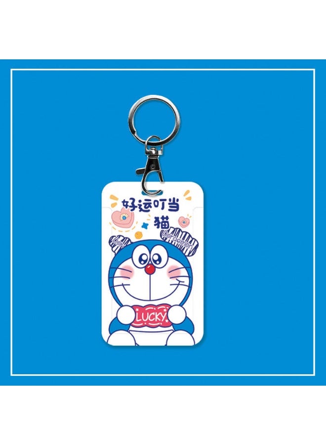 NIBEMINENT 1 - Piece Doraemon Kpop Photo Card Holder Pendant Key Chain ID Badge Holder ID Card Holder Photo Card Protector for School ID Office ID Access Card for Women Girls