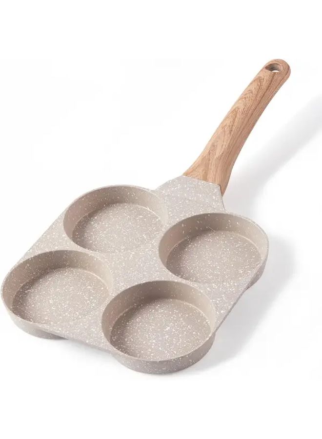 Four Hole White Egg Pan Nonstick Omelette Skillet 380g For Gas Induction Cooktops - Image 1