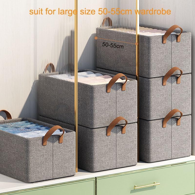 DecoLogy Collapsible Fabric StorageCubes Organizer with HandlesFoldable Storage Baskets for OrganizingToysBooksShelvesClosetLarge Storage Box with HandlesHome Wire Cloth Storage Box 4PCS - Image 5