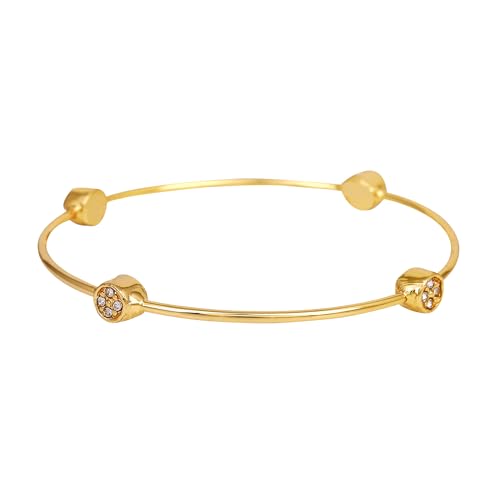 Estele Jewellery Bracelet For Women Gold Plated Circular Designer 2:4 Size Bangle Bracelet with White Austrian Crystals for Girls/Women-250-BGWE BR - Image 1