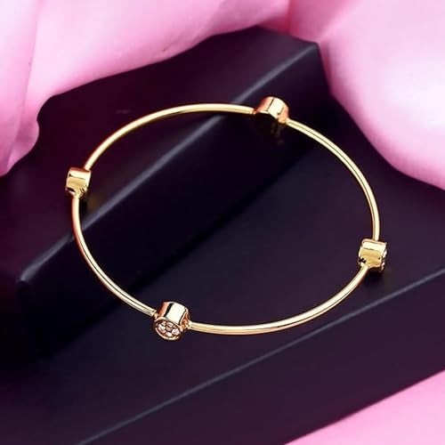 Estele Jewellery Bracelet For Women Gold Plated Circular Designer 2:4 Size Bangle Bracelet with White Austrian Crystals for Girls/Women-250-BGWE BR - Image 2