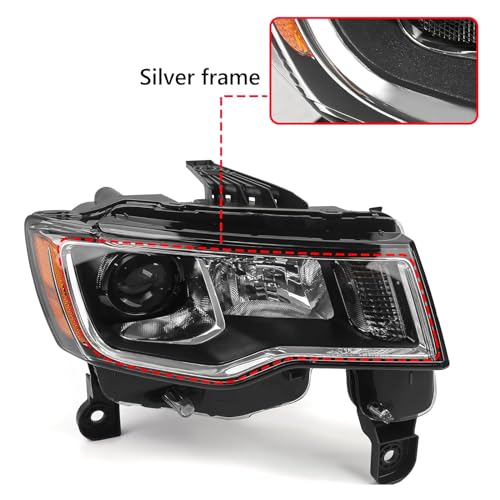 Huray Right Headlight Assembly for Jeep Grand Cherokee 2017-2021 Halogen Headlamp Chrome Housing OE Style Replacement for 68266647AD Passenger Side - Image 4
