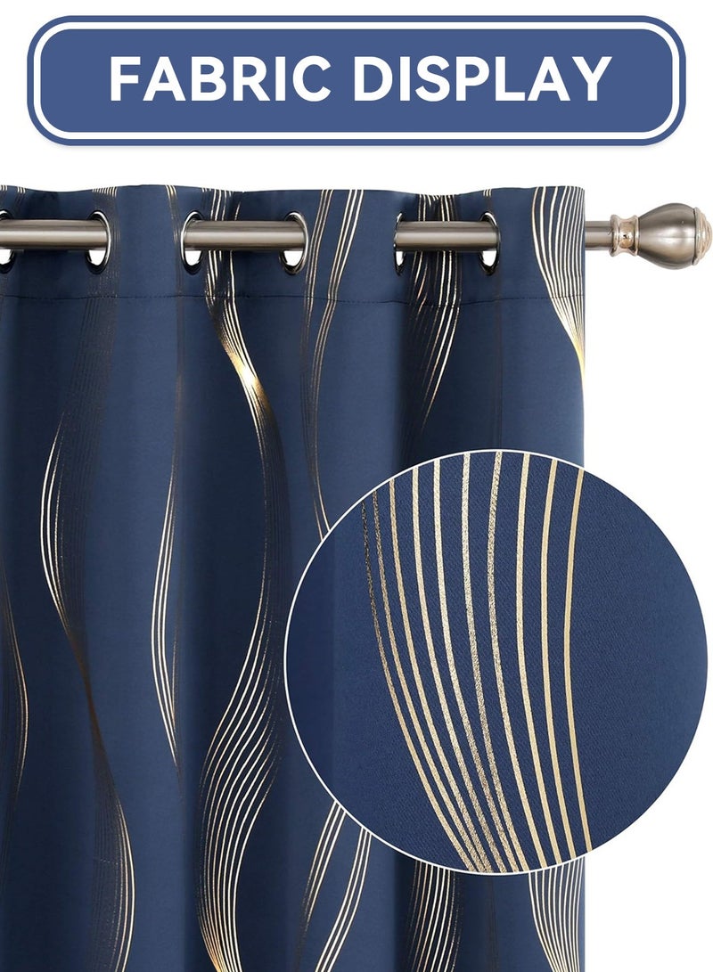 LEOKOR 2 Panels Decorative Silver Thread Foil Blackout Curtains Thermal Insulated  Darkening Curtains 132*214CM - Image 2