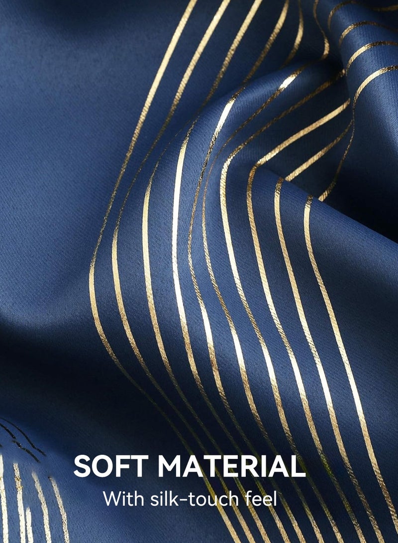 LEOKOR 2 Panels Decorative Silver Thread Foil Blackout Curtains Thermal Insulated  Darkening Curtains 132*214CM - Image 5