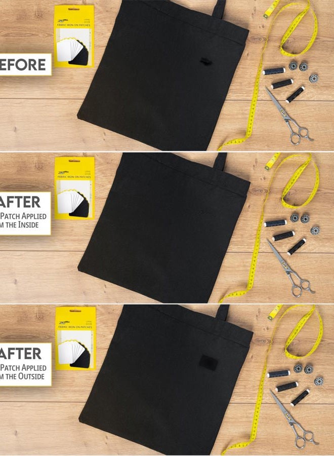 ZEFFFKA Premium Quality Fabric Iron-on Patches Inside & Outside Strongest Glue 100% Cotton Black and White Repair Decorating Kit 12 Pieces Size 3" by 4-1/4" (7.5 cm x 10.5 cm) - Image 5