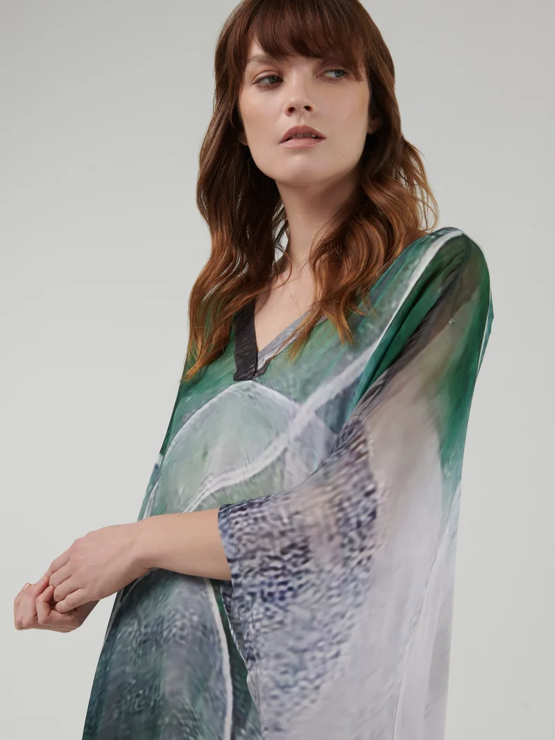 leem Maxi Organic Print Kaftan