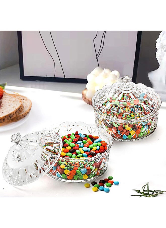AKDC - Lawei 2 Pack Candy Dish With Lid Acrylic Decorative Candy Jar Crystal Covered Sugar Bowl For Candy Buffet Party Wedding Home Decoration - Image 1