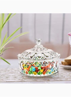 Lawei 2 Pack Candy Dish With Lid Acrylic Decorative Candy Jar Crystal Covered Sugar Bowl For Candy Buffet Party Wedding Home Decoration