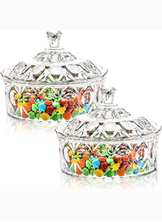 AKDC - Lawei 2 Pack Candy Dish With Lid Acrylic Decorative Candy Jar Crystal Covered Sugar Bowl For Candy Buffet Party Wedding Home Decoration - Image 1