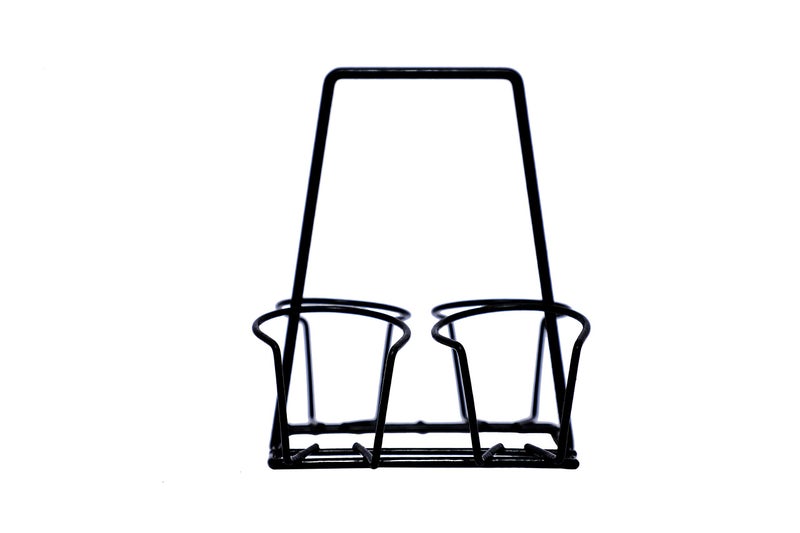 A Krazy Mug Black Traditional Cutting Chai Style 4 Glass Container Iron Stand Holder (Without Tea Glass) - Image 2