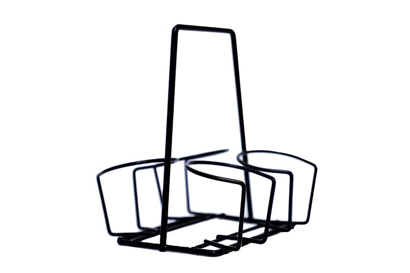 A Krazy Mug Black Traditional Cutting Chai Style 4 Glass Container Iron Stand Holder (Without Tea Glass) - Image 4