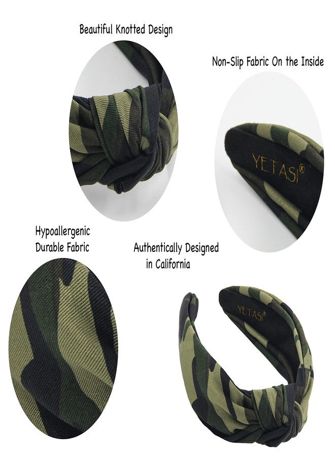 YETASI Head bands Adult Women, Army Headbands for Women Wearable All Day. Knotted Headband for Women Green Camo is Chic. Womens Top Knot Fashion Designer is Unique band for Girl Hair - Image 4