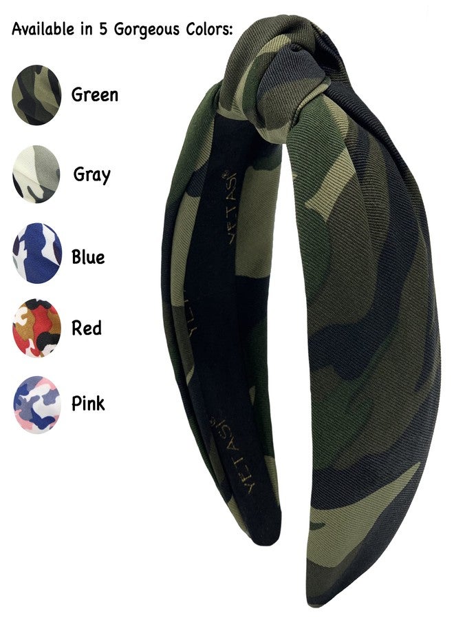 YETASI Head bands Adult Women, Army Headbands for Women Wearable All Day. Knotted Headband for Women Green Camo is Chic. Womens Top Knot Fashion Designer is Unique band for Girl Hair - Image 2