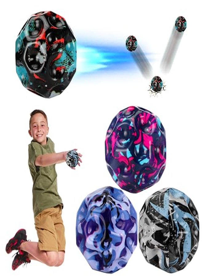 مجموعة من 4 كرات استرو للقفز - كرات قفز على شكل قمر وكوكب بطابع فضائي مقاس 7 سم مع صوت فرقعة - Image 1
