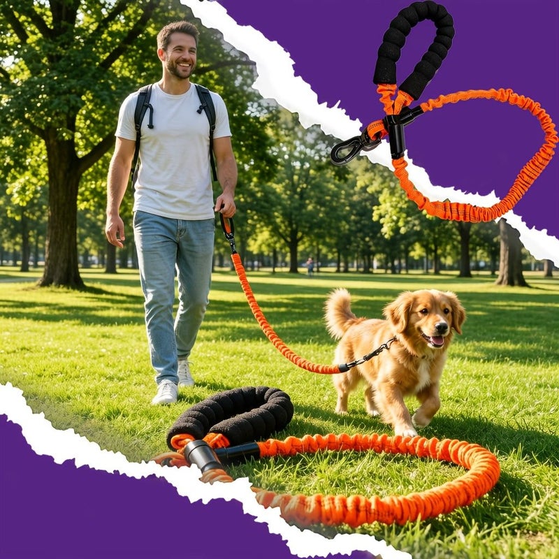 Orange Medium Large P Chain Retractable Dog Leash Anti Escape Training - Image 4