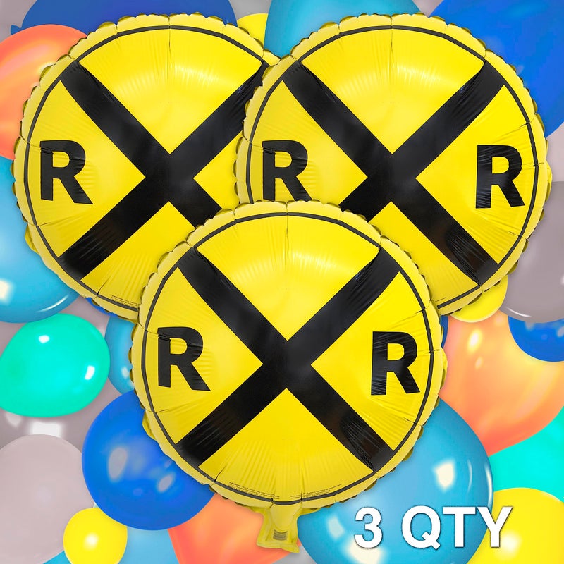 Havercamp Railroad Party Balloons (3 Pcs.)! 3 Round Mylars are great for Train Themed Events, Kid's Birthday Party, Train Collectors, Retirement Party, Father's Day, Graduations. - Image 2