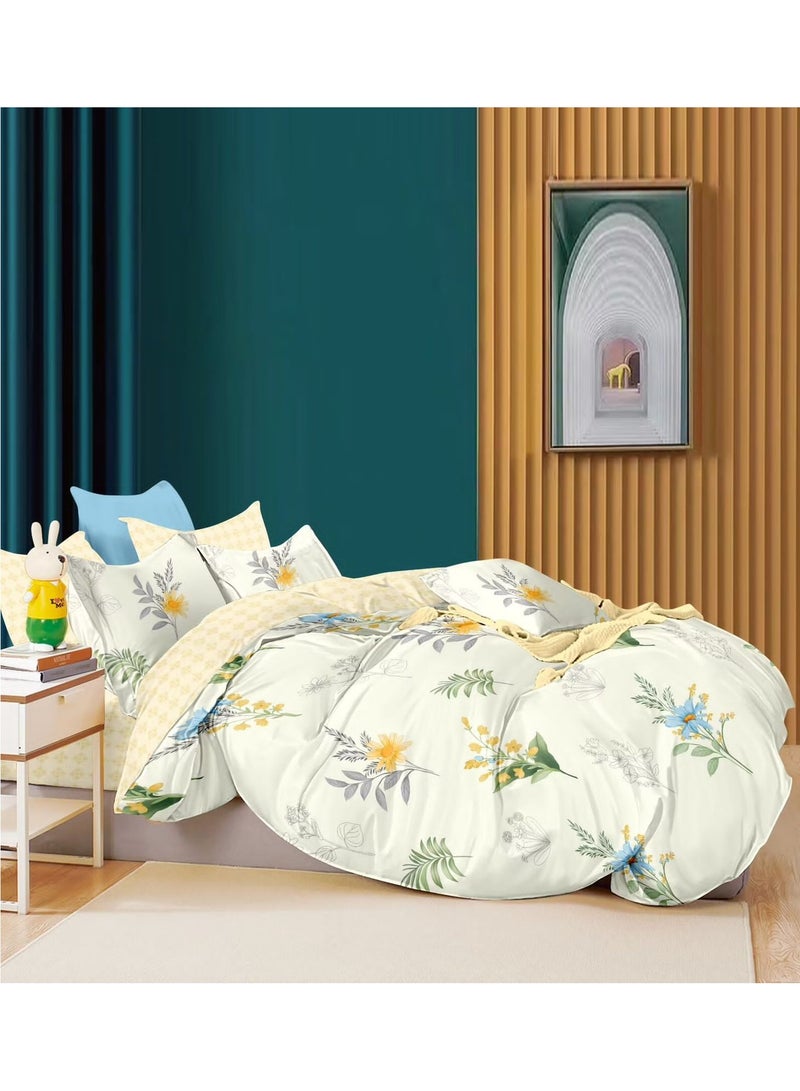 AL RAID King Size 6-Piece Ultra Soft Duvet Cover Set with Zipper Closure – Easy Care Bedding Includes 1 Fitted Sheet 200x200+25 cm, 1 Duvet Cover 220x240 cm, and 4 Pillowcases 50x75cm