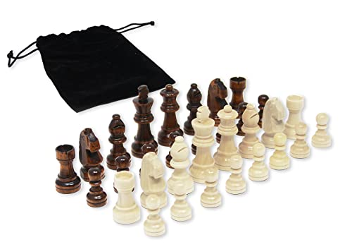 DA VINCI Staunton Wood Chess Pieces 32 Chessmen and Storage Bag 25 Inch King - Image 1