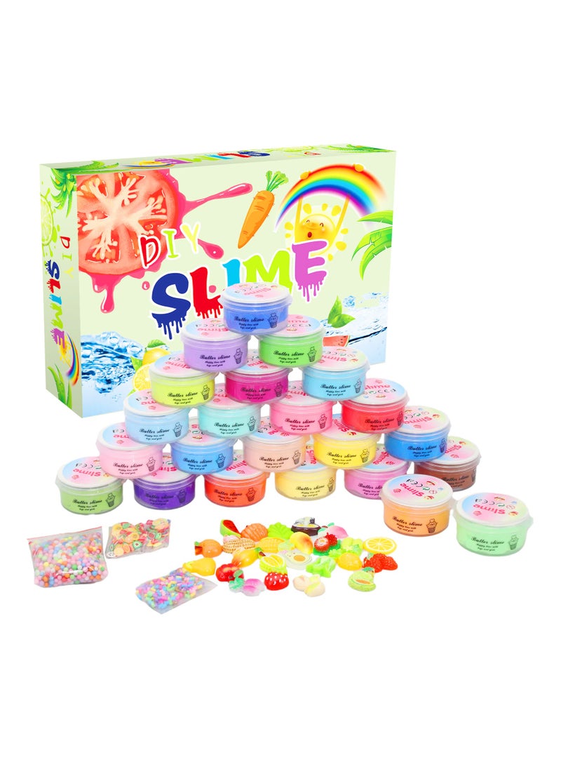 xppier 24 Packs Slime Kit, Non-Sticky Multicolor Slime Set for Kids, Includes Charms Gift Wrap Gift, Boasts Creativity and Interest  - Image 2