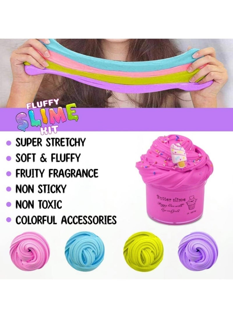 xppier 24 Packs Slime Kit for Kids, Non-Sticky Multicolor Slime Set with Charms, DIY Stretchy Slime Toys for Girls & Boys, Creative Stress Relief Educational Toy - Image 3