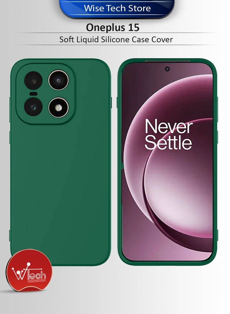 دبليو تيك غطاء حماية من السيليكون السائل الناعم لهاتف OnePlus 15 5G 2025 (MCRPSN) - أخضر داكن - Image 1