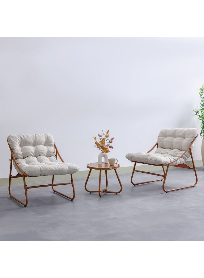 DANUBE HOME Zoya 1 + 2 Seater Balcony Set |Table And Chairs Set | All Weather 3 Piece Bistro Set With Coffee Table | Modern Design Furniture For Outdoor Garden - Orange/Cream - Image 1