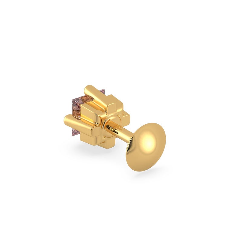 Malabar Gold & Diamonds دبوس أنف من الذهب الأصفر للنساء 22 قيراط | دبوس أنف 22 قيراط مع علامة BIS (916) للنساء والفتيات مع ثقب في الأذن - Image 4