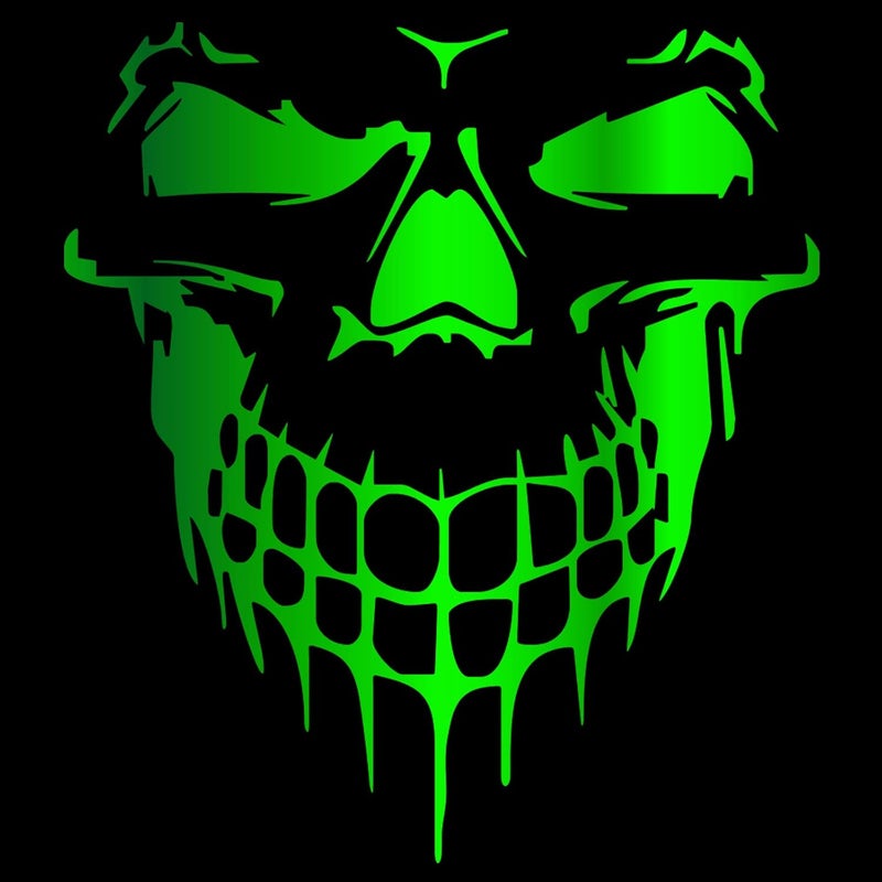HungMieh Car Hood Decal,Cool Skull Sticker for Truck,SUV,Motorcycle,Bicycle with 10 Color Options and 5 Sizes,25 Inch Maximum,Gloss Chrome Mirror Green (10 Inch) - Image 3