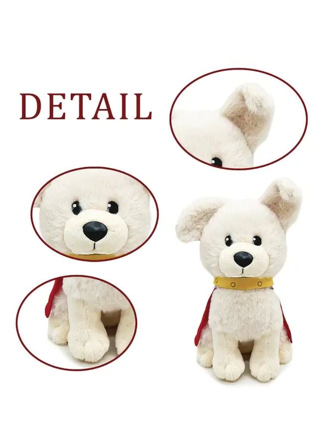 Super Dog Plush Toy White Black Soft Stuffed Animal With Red Cape - Image 4