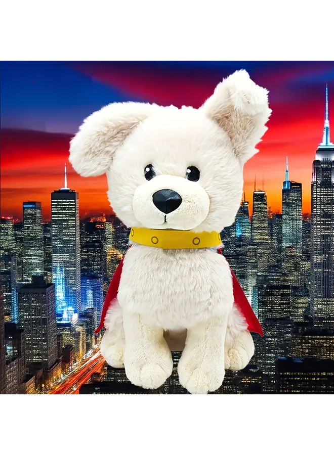 Super Dog Plush Toy White Black Soft Stuffed Animal With Red Cape - Image 2