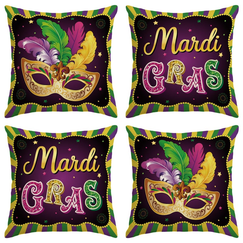 Yarcooly Mardi Gras Pillow Covers New Orleans Brazi Carnival Throw Pillow Case Fat Tuesday Decor Mardi Gras Decorations for Home Party - Image 1
