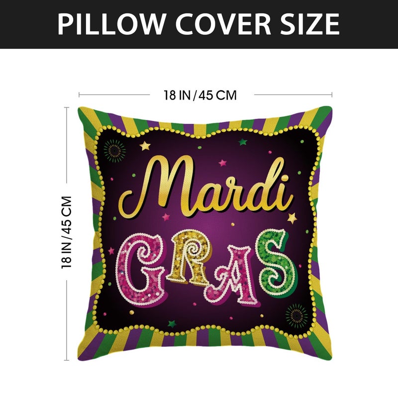 Yarcooly Mardi Gras Pillow Covers New Orleans Brazi Carnival Throw Pillow Case Fat Tuesday Decor Mardi Gras Decorations for Home Party - Image 2