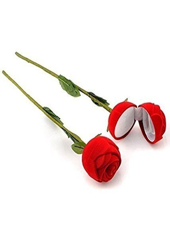 suvasane Jewellery Red Velvet Rose Ring Vanity Box (Without Ring) For Valentine's Day Gift Propose, Rose Day, Marriage Ceremony, Engagement | (Red) - Pack of 10 - Image 2