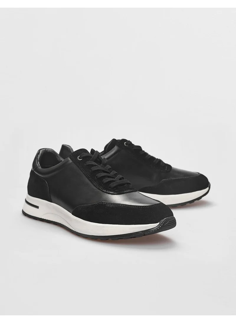 Cabani Leather Black Lace-Up Men's Sports Shoes