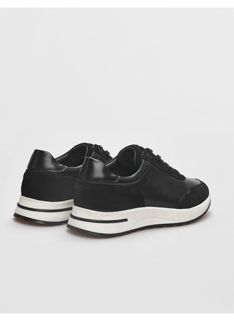 Cabani Leather Black Lace-Up Men's Sports Shoes