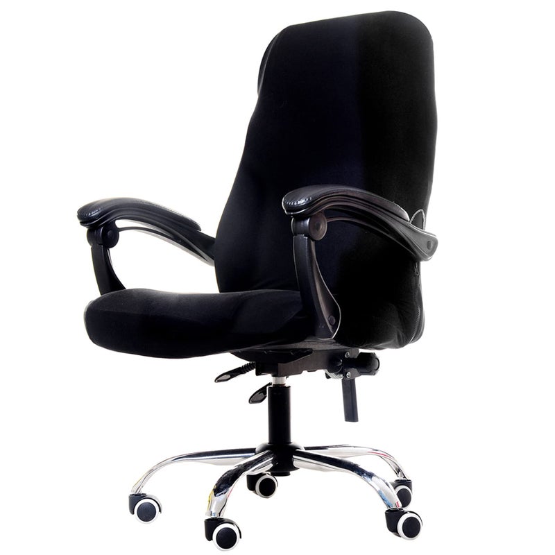 WOMACO Printed Office Chair Covers Stretch Computer Chair Cover Universal Boss Chair Covers Modern Simplism Style High Back Chair Slipcover Black1 L