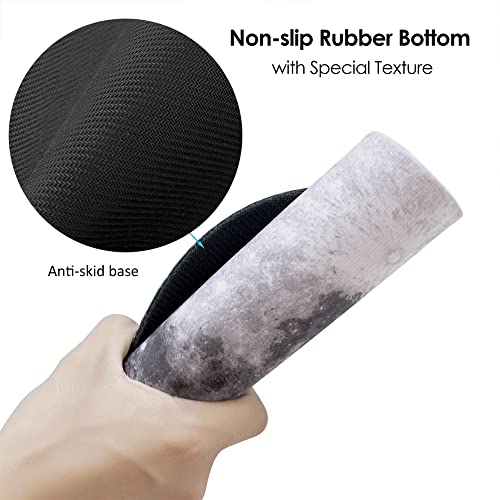 ProElife Round Mouse Pad Gaming Cute Moon Mousepad 8.66-Inch Planet Cloth Mouse Pad Mat Non-Slip Rubber Base for Home Office Business Noise-Reduction/Accurate Cursor/Smoothly Control Desk Pad (Gray) - Image 3