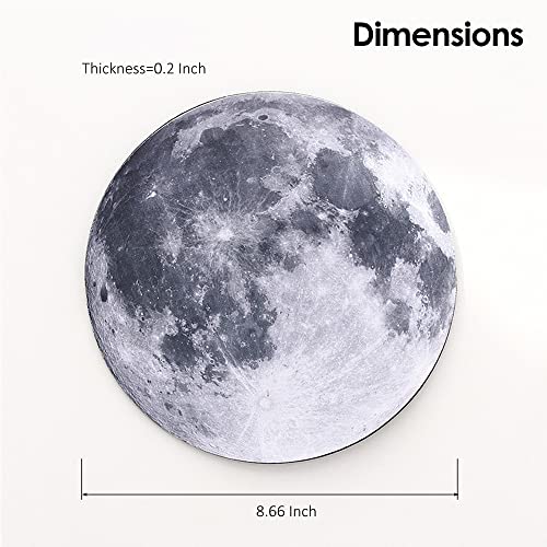 ProElife Round Mouse Pad Gaming Cute Moon Mousepad 8.66-Inch Planet Cloth Mouse Pad Mat Non-Slip Rubber Base for Home Office Business Noise-Reduction/Accurate Cursor/Smoothly Control Desk Pad (Gray) - Image 4