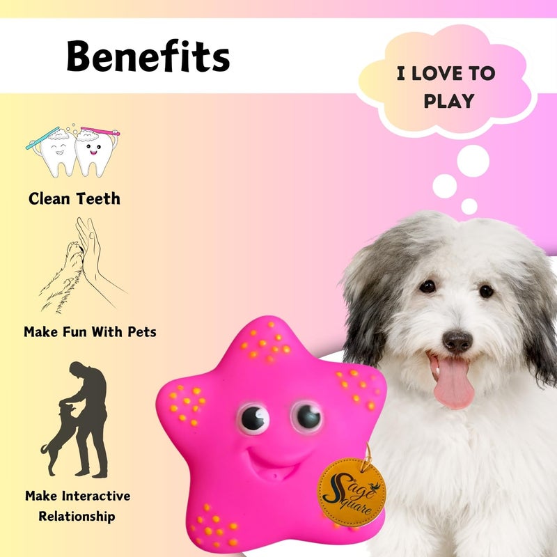 Sage Square لعبة تفاعلية للكلاب على شكل وجه مبتسم نجمي: لعبة مضغ آمنة ودائمة وممتعة - مثالية لوقت اللعب، صحة الأسنان، وتخفيف القلق - مثالية للسلالات الصغيرة والمتوسطة والكبيرة - Image 2