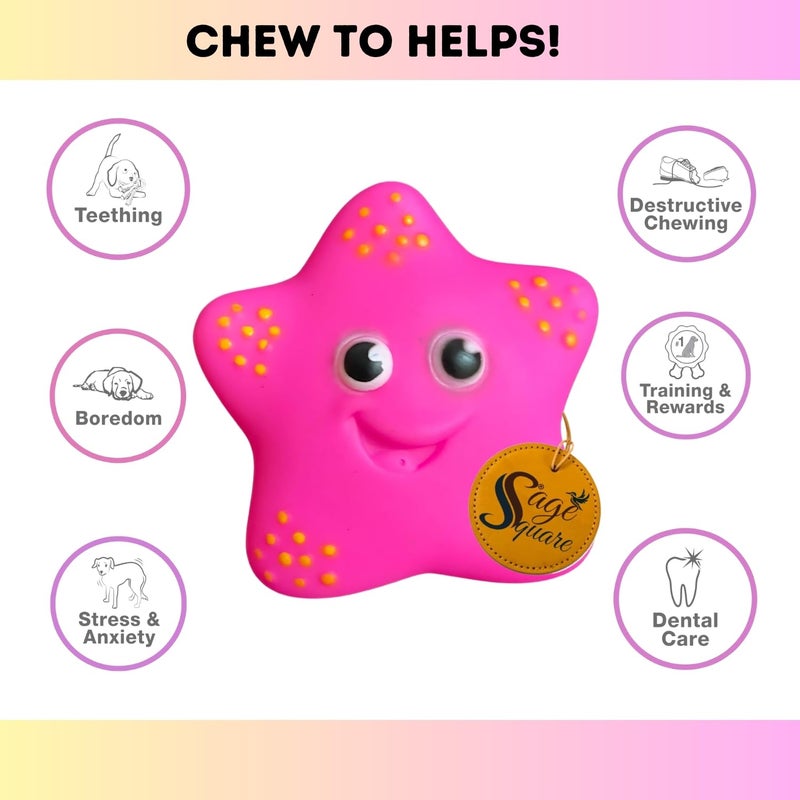Sage Square لعبة تفاعلية للكلاب على شكل وجه مبتسم نجمي: لعبة مضغ آمنة ودائمة وممتعة - مثالية لوقت اللعب، صحة الأسنان، وتخفيف القلق - مثالية للسلالات الصغيرة والمتوسطة والكبيرة - Image 3