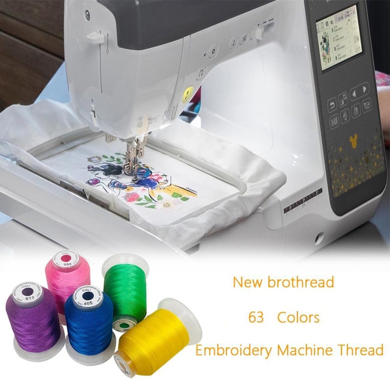 New brothreads 63 Colors 100% Polyester Machine Embroidery Thread 550yd with Thread Nets - Compatible for Home-Based Embroidery Sewing Machine - Image 5