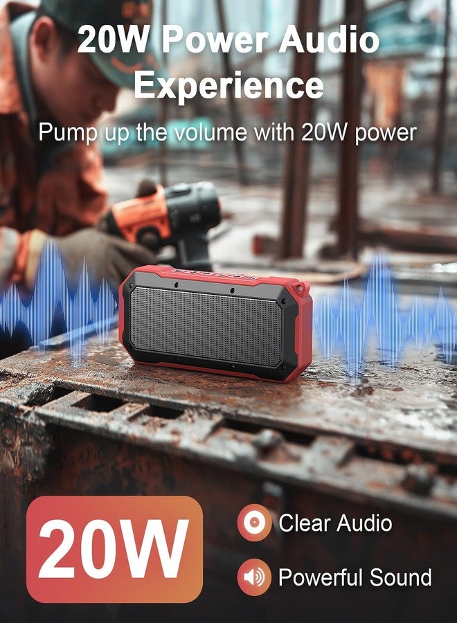 Qozybuds Bluetooth Jobsite Speaker with Magnet and Hook, 30H Working Time IPX6 Waterproof Speaker Plays Audio and Answers Calls Hands Free - Image 4