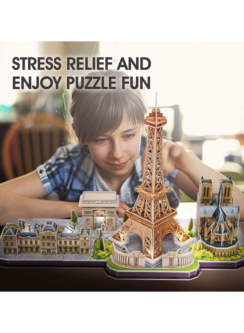 CubicFun 3D LED Puzzles City Line Paris 115-Pieces, Battery Operated | Building Kit | For Adult and Children - Image 5