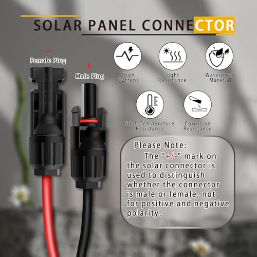 COMeap Solar Panel Cable for Ecoflow Anker SOLIX 12AWG, 10FT/3M Compatible with MC-4 to XT60 Plug Solar Panel Connector Adapter Extension for Portable Power Station Solar Generator RV - Image 3
